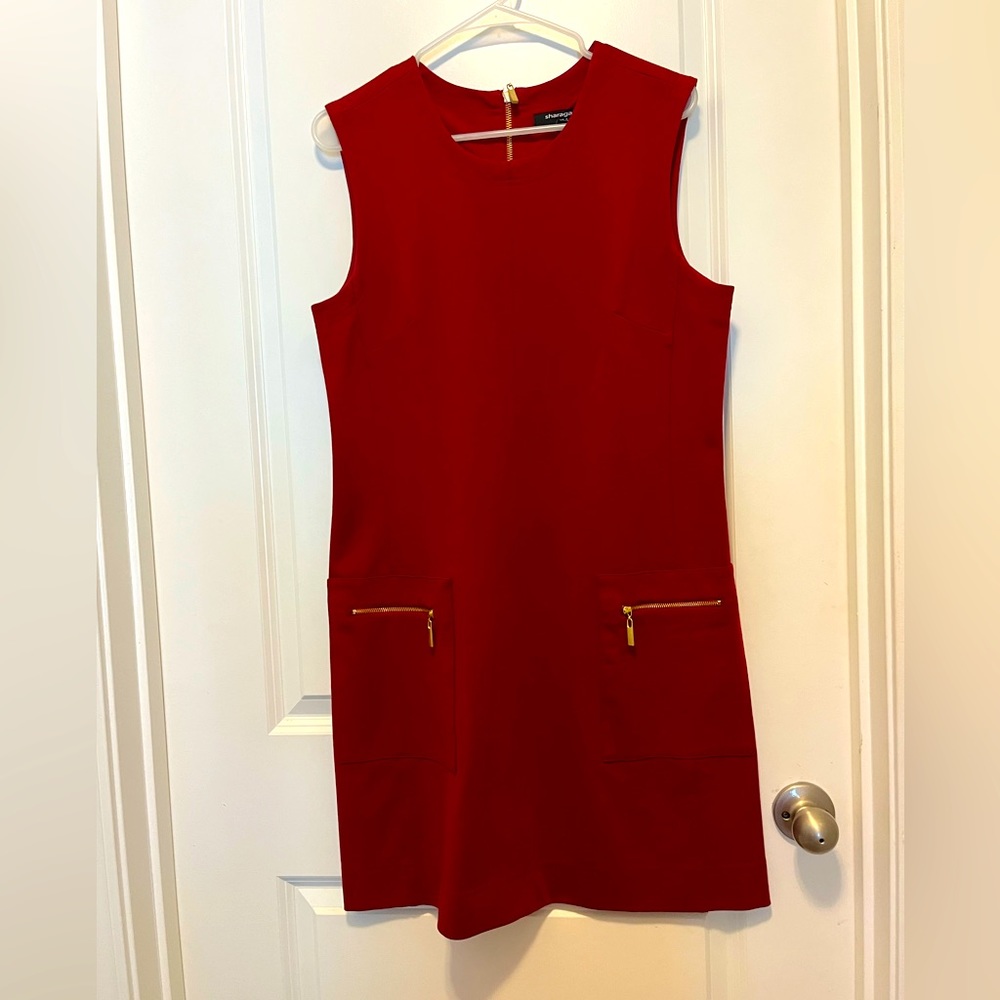 Sharagano sleeveless red dress size 12